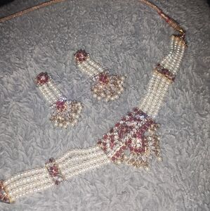 Lotus necklace and earring set